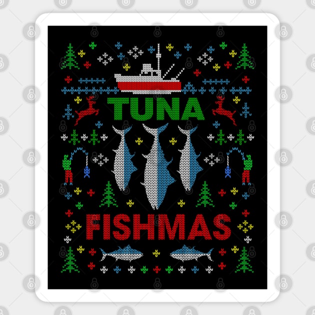 Funny Fish Tuna Fishmas Ugly Christmas Sweater Party Fisherman Shirts Magnet by TeeCreations